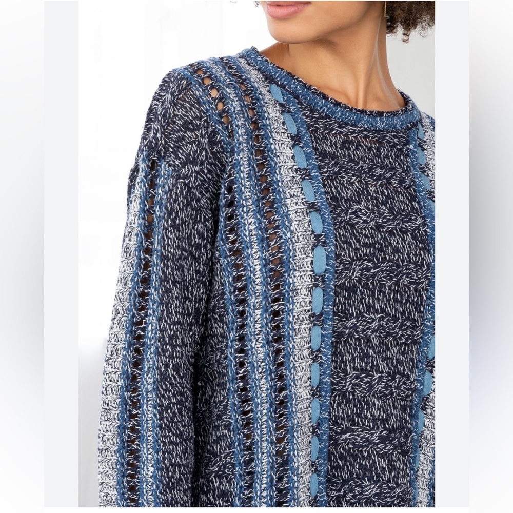 Miss Me Peppered Navy Stitch Sweater